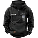 Personalized US Police Blue Line Custom Department American Retro Hooded Sweatshirt Printed KVH241559