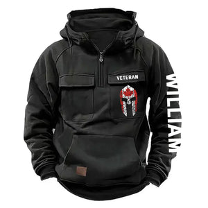 Personalized Spartan Helmet Canadian Veteran Custom Name American Retro Hooded Sweatshirt Printed QTKH241563