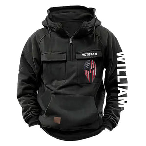 Personalized Spartan Helmet US Veteran Custom Name American Retro Hooded Sweatshirt Printed QTKH241563