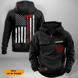 Personalized US Firefighter Logo US Firefighter Flag American Retro Hooded Sweatshirt Printed KVH241570