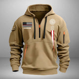 Personalized US Firefighter Flag Custom Name Quarter Zip Hoodie 2D Printed QTVQ241568