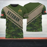 Personalized Canadian Veteran Rank Camo Custom Name 3D T-shirt Printed QTHN241586
