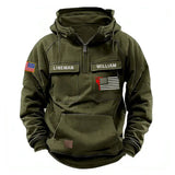 Personalized US Lineman Custom Name US Flag American Retro Hooded Sweatshirt Printed KVH241501