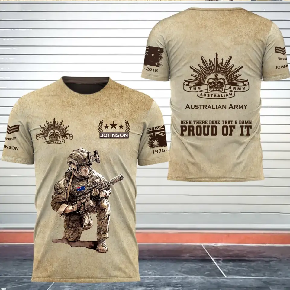 Personalized Australian Army Been There Done That & Damn Proud Of It Australian Veteran Custom Rank & Name 3D T-shirt Printed AHVQ241614