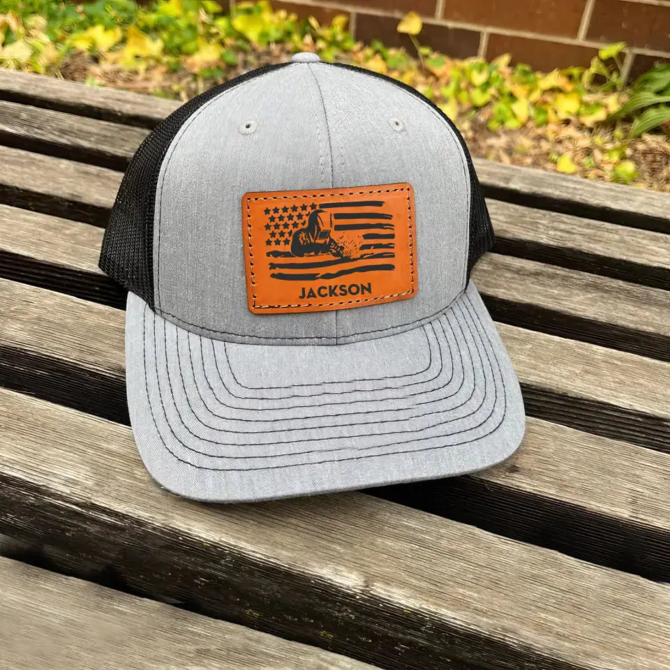 Personalized US Flag Welder Custom Name Leather Patch Hat Printed KVH241629