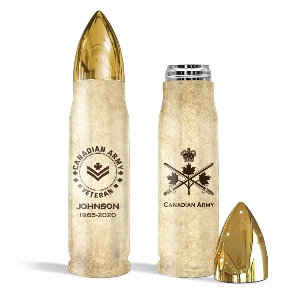 Personalized Canadian Veteran Logo Custom Name & Time Bullet Tumbler Printed AHVQ241628