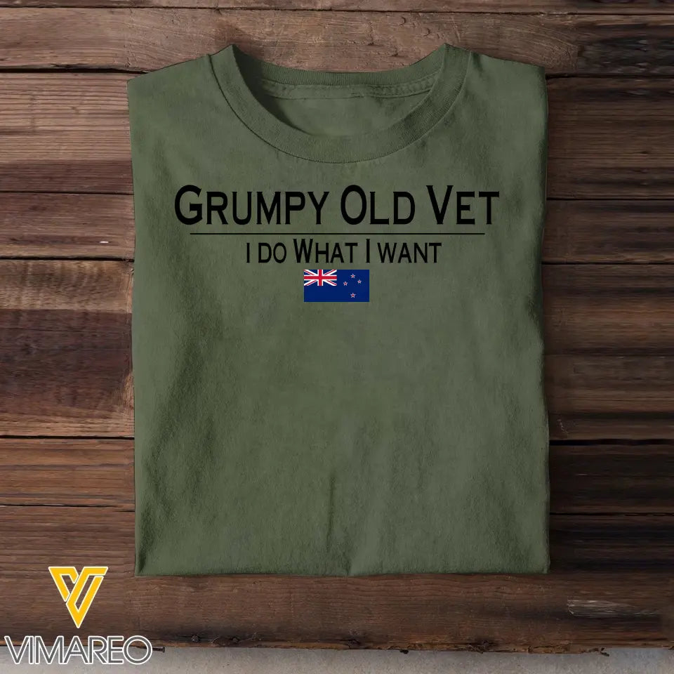 Personalized Grumpy Old Vet I Do What I Want New Zealand Veteran T-shirt Printed QTHN241654