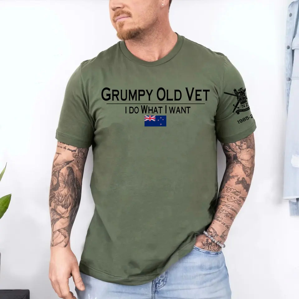 Personalized Grumpy Old Vet I Do What I Want New Zealand Veteran T-shirt Printed QTHN241654