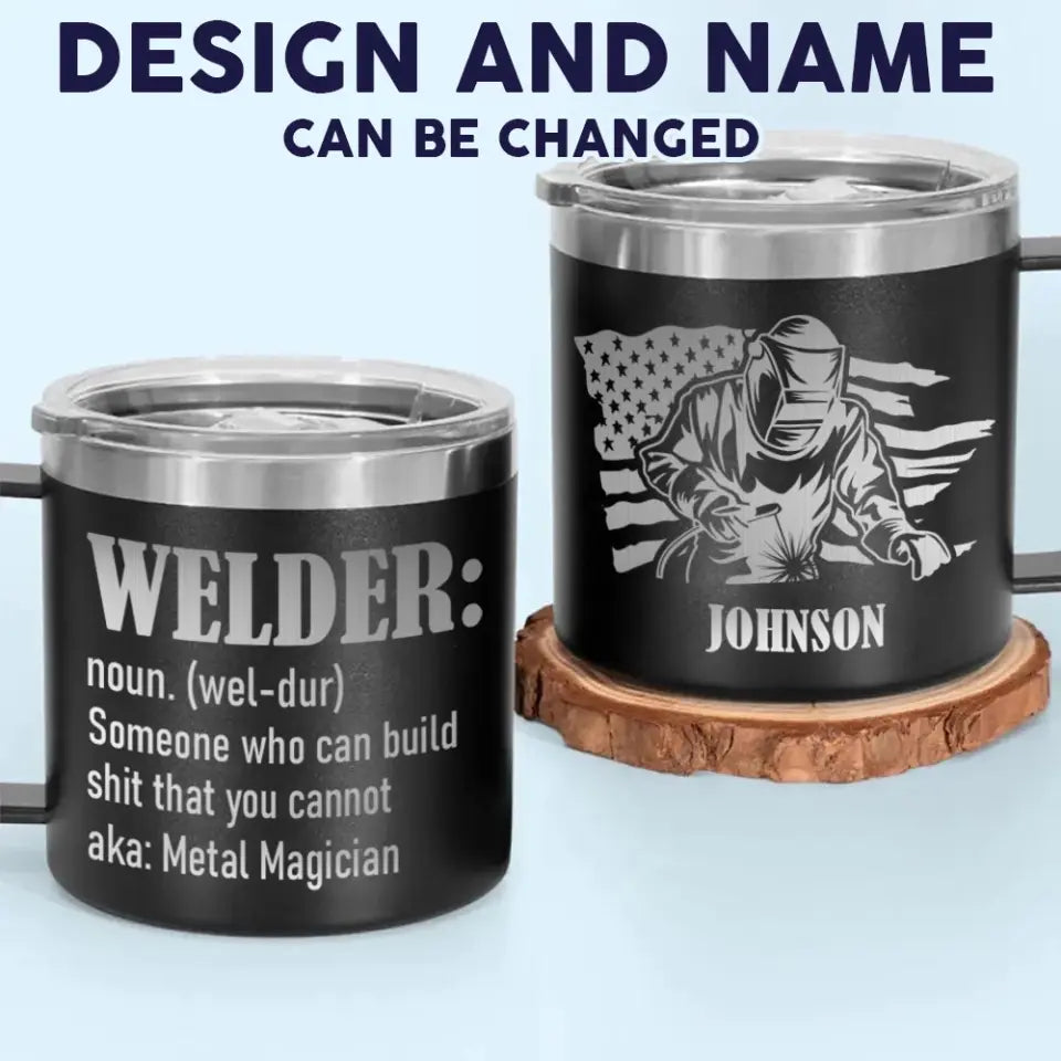 Personalized US Flag Welder Working Coffee Cup Printed HN241666