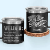 Personalized US Flag Welder Working Coffee Cup Printed HN241666