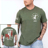 Personalized Lineman Lineworker US Flag T-shirt Printed HN241679