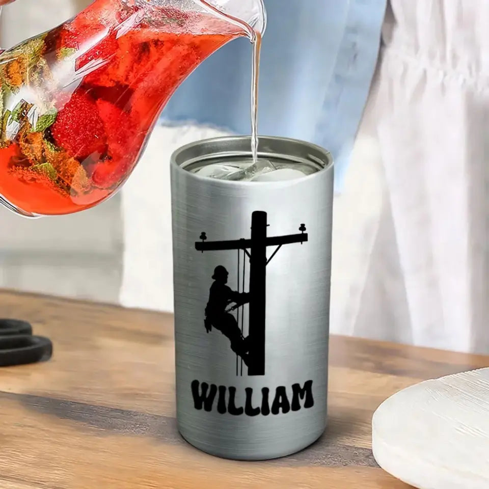 Personalized I'll Turn You On Lineman Can Cooler 16oz Printed HN241683