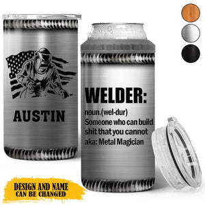 Personalized US Welder Working US Flag Can Cooler 16oz Printed VQ241685