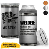 Personalized US Welder Working US Flag Can Cooler 16oz Printed VQ241685