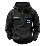 Personalized Canadian Police Flag Thin Blue Line American Retro Hooded Sweatshirt Printed QTKH241686