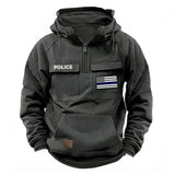 Personalized US Police Flag Thin Blue Line American Retro Hooded Sweatshirt Printed QTKH241686