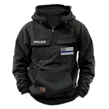 Personalized US Police Flag Thin Blue Line American Retro Hooded Sweatshirt Printed QTKH241686