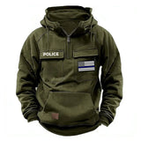 Personalized US Police Flag Thin Blue Line American Retro Hooded Sweatshirt Printed QTKH241686