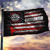 Personalized US Firefighter ID Number & Department House Flag Printed LVA241720