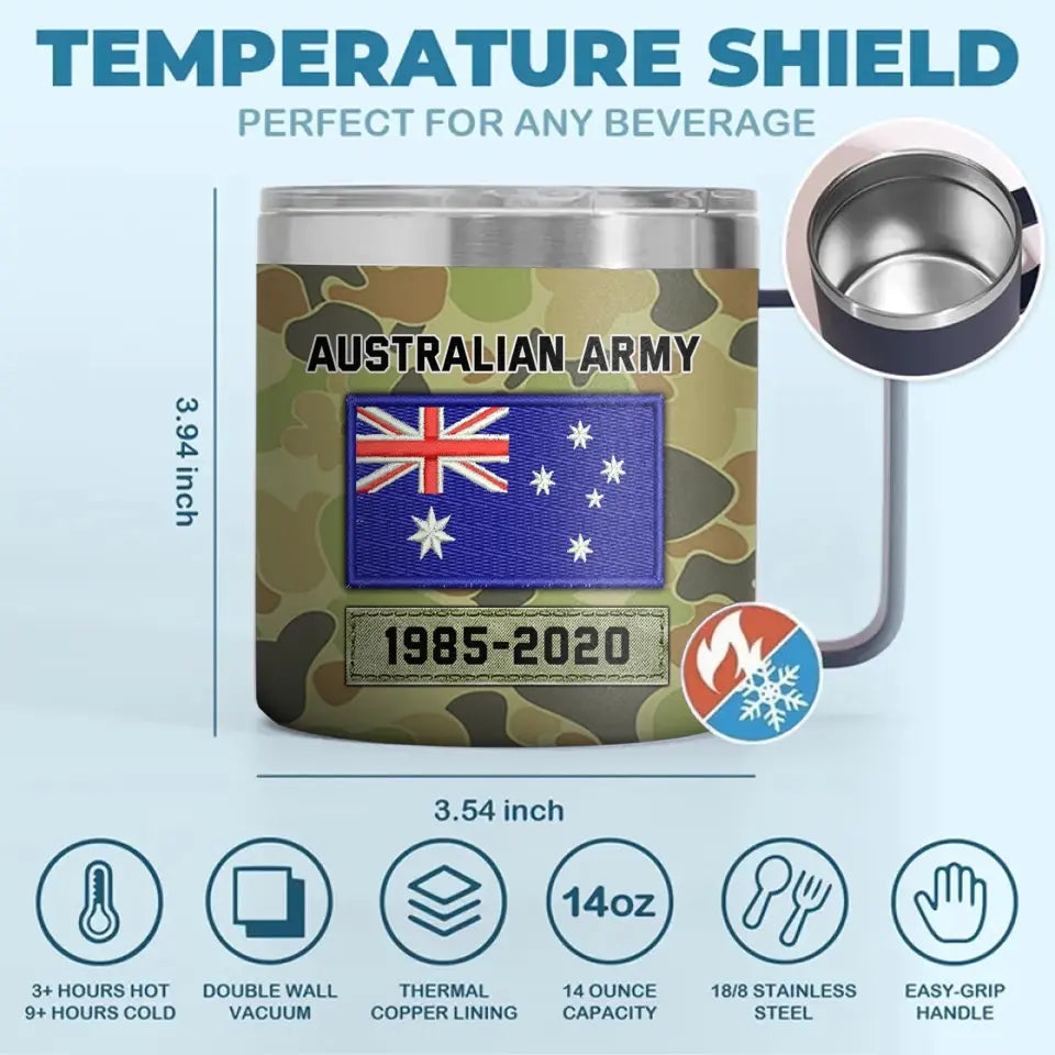 Personalized Australian Army Rank Camo  Australia Flag Coffee Cup Printed KVH241733