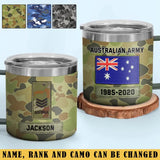 Personalized Australian Army Rank Camo  Australia Flag Coffee Cup Printed KVH241733