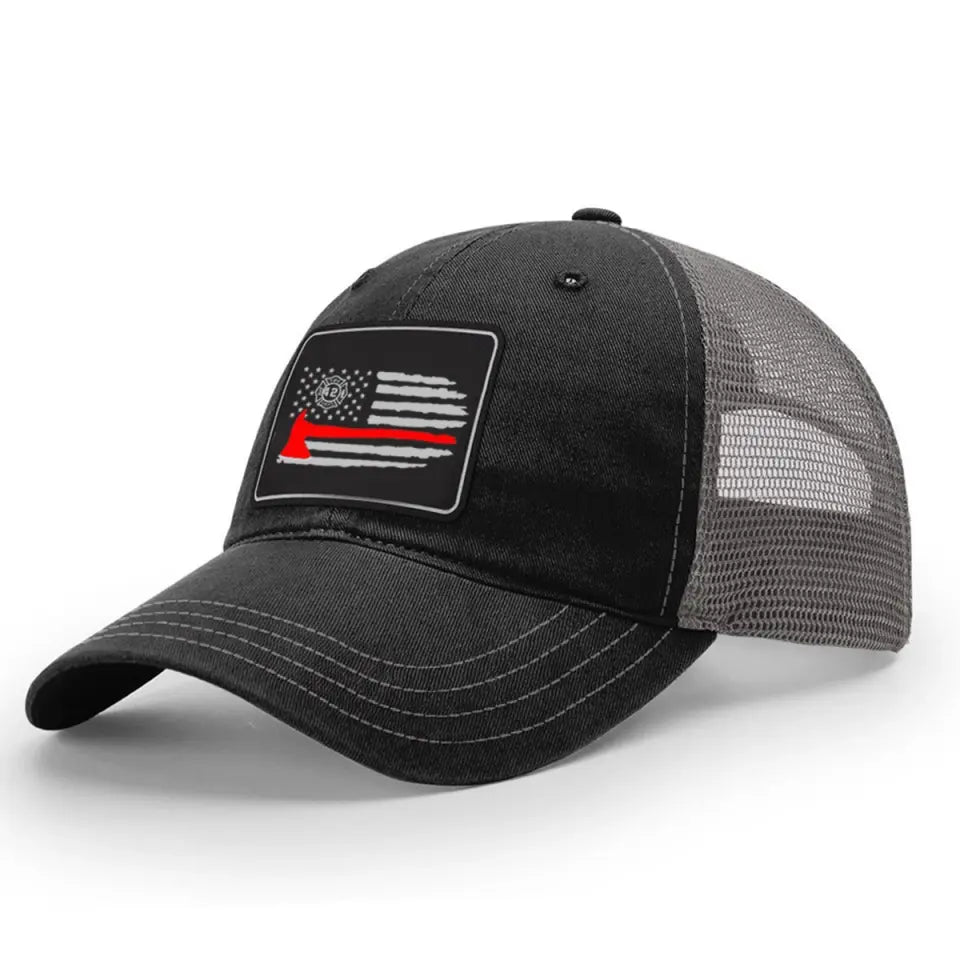Personalized US Firefighter ID Number US Firefighter Flag Half-mesh Cap Printed QTVQ241730