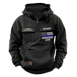 Personalized Retired US Police Department US Police Flag Blue Line American Retro Hooded Sweatshirt Printed QTHN241766