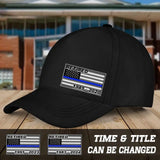 Personalized Retired US Police Blue Line Custom Time Black Cap Printed QTVA241769
