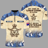 Personalized My Time In Uniform Is Over Australian Army But Being A Veteran Never Ends Half Turtleneck Short Sleeve Polo Printed AHVQ241715