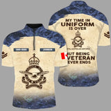 Personalized My Time In Uniform Is Over Canadian Army But Being A Veteran Never Ends Half Turtleneck Short Sleeve Polo Printed AHVQ241715