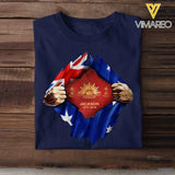 Personalized Australian Veteran Logo Australia Flag Custom Rank & Name T-shirt Printed LVA241749