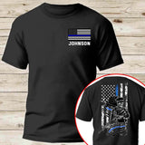 Personalized US Police Skull US Flag Blue Line T-shirt Printed QTVQ241816