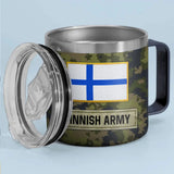 Personalized Finnish Army Veteran Rank Camo Coffee Cup Printed AHVA241826