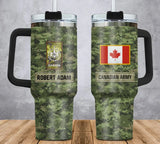 Personalized Canadian Veteran Rank Camo & Name 40oz Matte Tumbler With Handle Printed AHVA241856