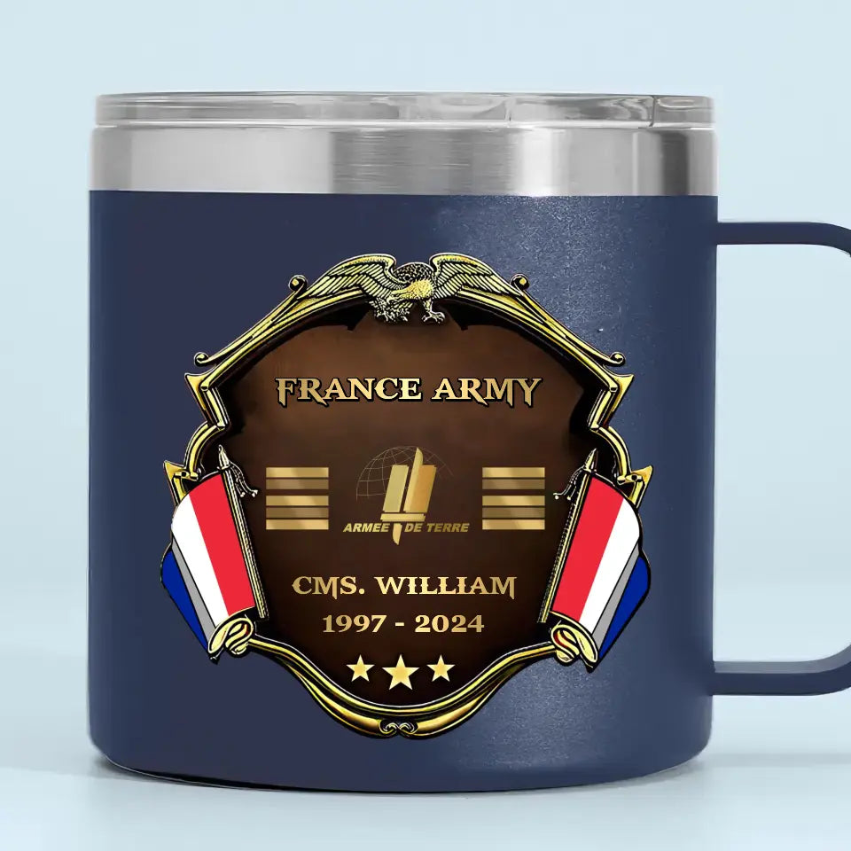 Personalized French Veteran Rank Gold & Service Time Coffee Cup 2D Printed AHHN241864