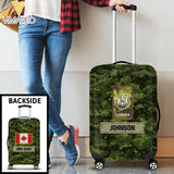 Personalized Canadian Veteran Rank Camo Canada Flag Custom Name & Time Suitcase Printed LVA241904