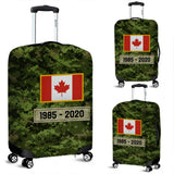 Personalized Canadian Veteran Rank Camo Canada Flag Custom Name & Time Suitcase Printed LVA241904