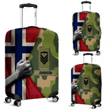 Personalized Norwegian Veteran Rank Camo Norwegian Flag Custom Name & Time Suitcase Printed LVA241904