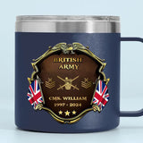 Personalized British Army Veteran Rank Gold & Service Time Coffee Cup 2D Printed AHHN241815