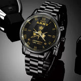 Personalized Canadian Army Veteran Canadian Military Logo Custom Rank Gold & Service Time Watch Printed AHVA241938