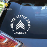 Personalized US Veteran/Soldier Rank Car Decal Printed