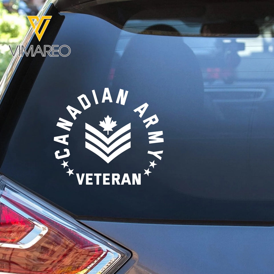 Personalized Canadian Veteran/Soldier Rank Car Decal Printed