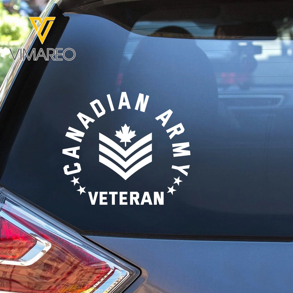 Personalized Canadian Veteran/Soldier Rank Car Decal Printed