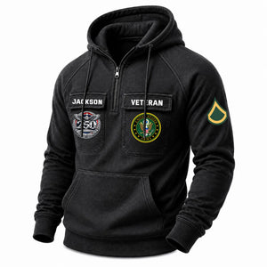 Personalized US Military Name & Rank American Retro Hooded Sweatshirt Printed H1205