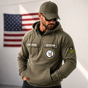 Personalized US Military Anniversary Name & Rank American Retro Hooded Sweatshirt Printed H1905