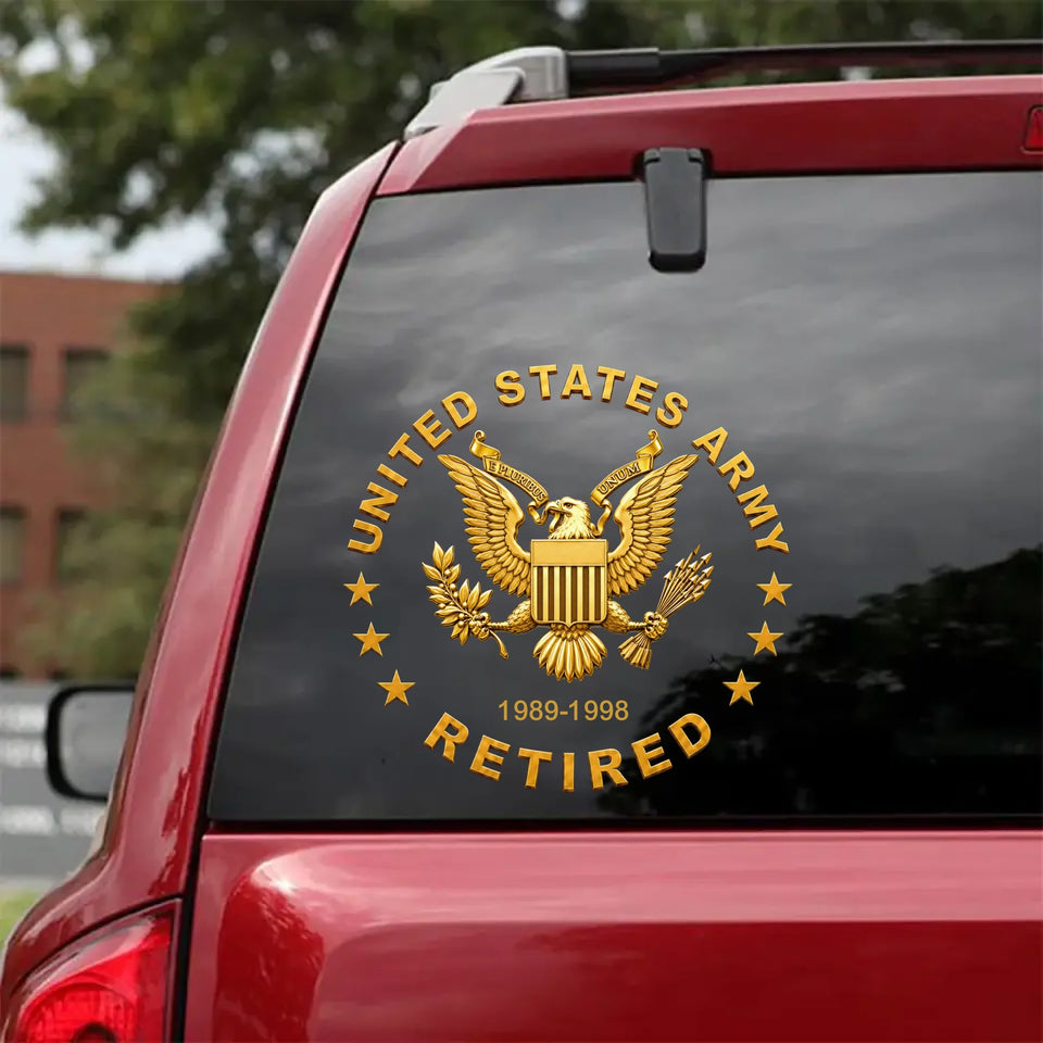 Personalized US Military Retired Logo Car Decal Printed