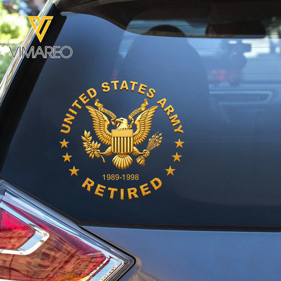 Personalized US Military Retired Logo Car Decal Printed