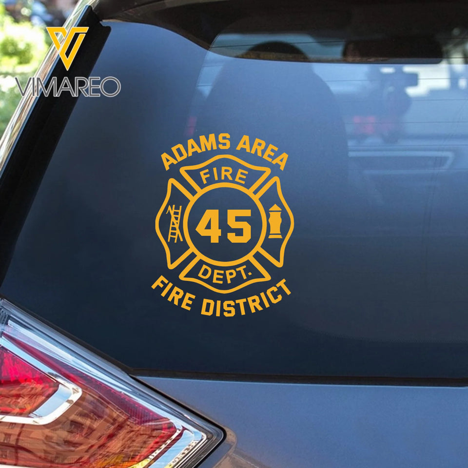 Personalized US  Firefighter Custom Name Department & ID Car Decal Printed