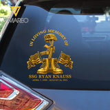 Personalized US Army In Loving Memory Of Custom Rank & Time Car Decal Printed