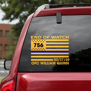 Personalized US Police End Of Watch Custom Name Department & ID Car Decal Printed